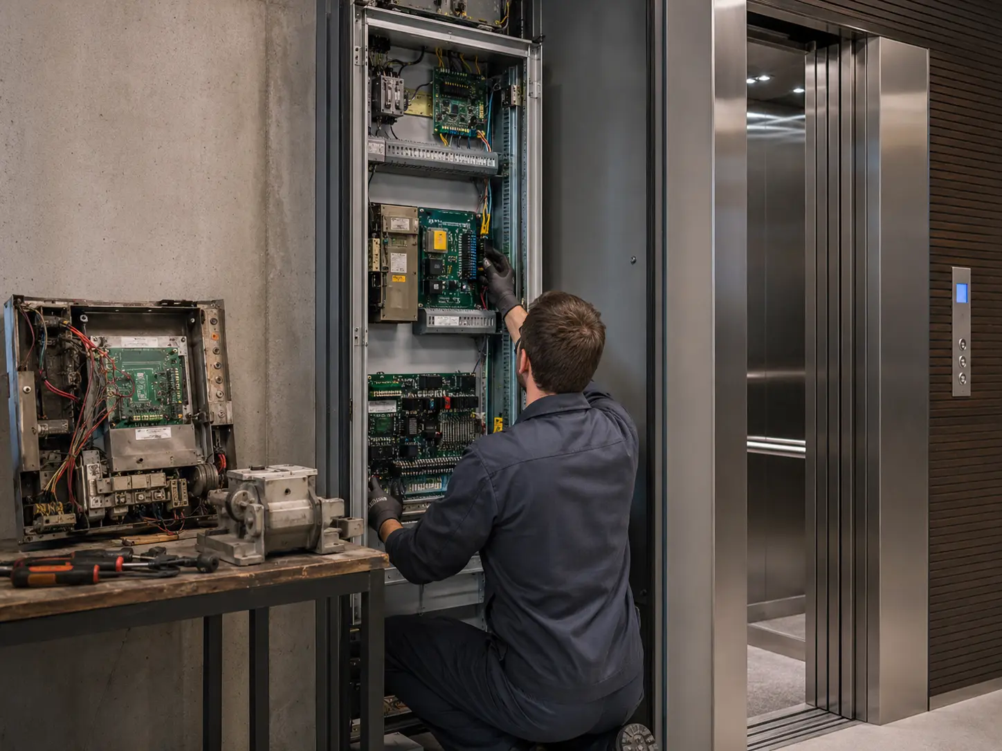 Modernização do painel de comando de um elevador